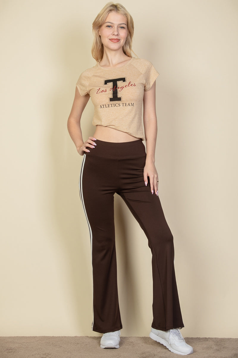 Contrast Side Stripe Flare Pants - Capella Apparel