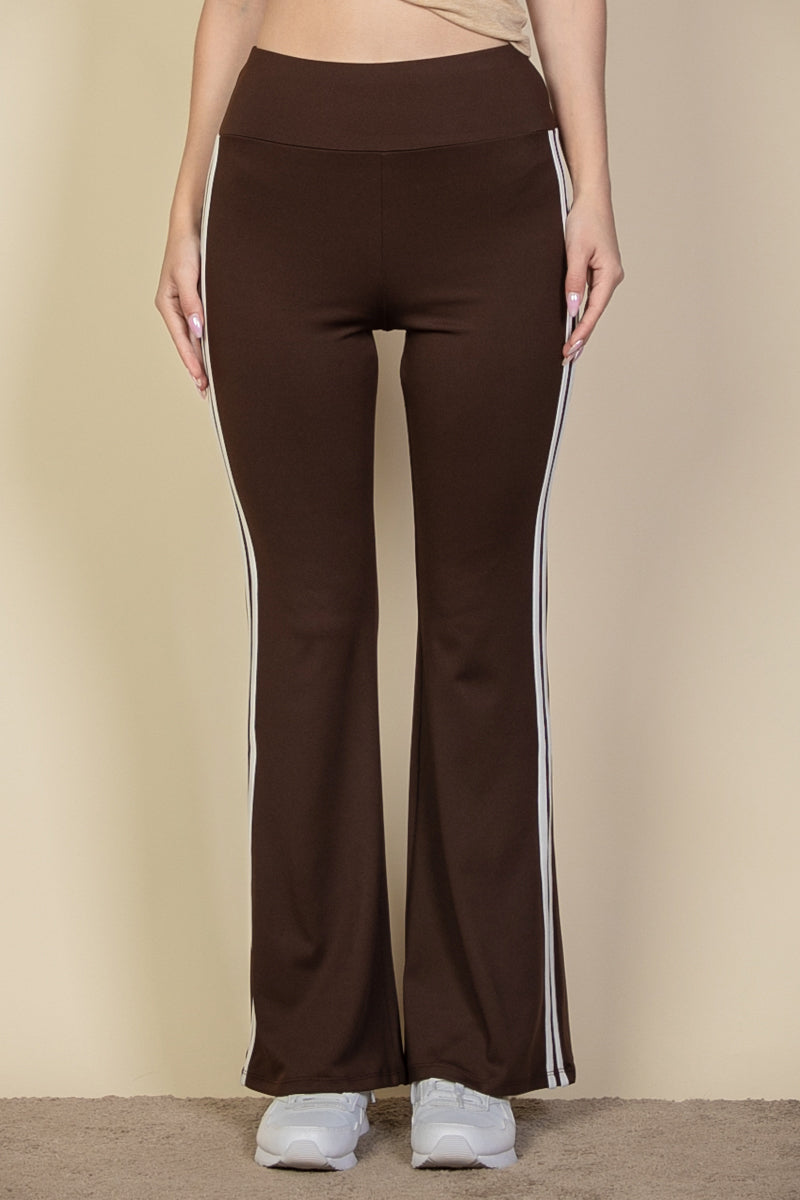 Contrast Side Stripe Flare Pants - Capella Apparel