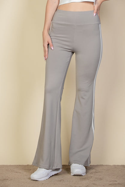 Contrast Side Stripe Flare Pants - Capella Apparel