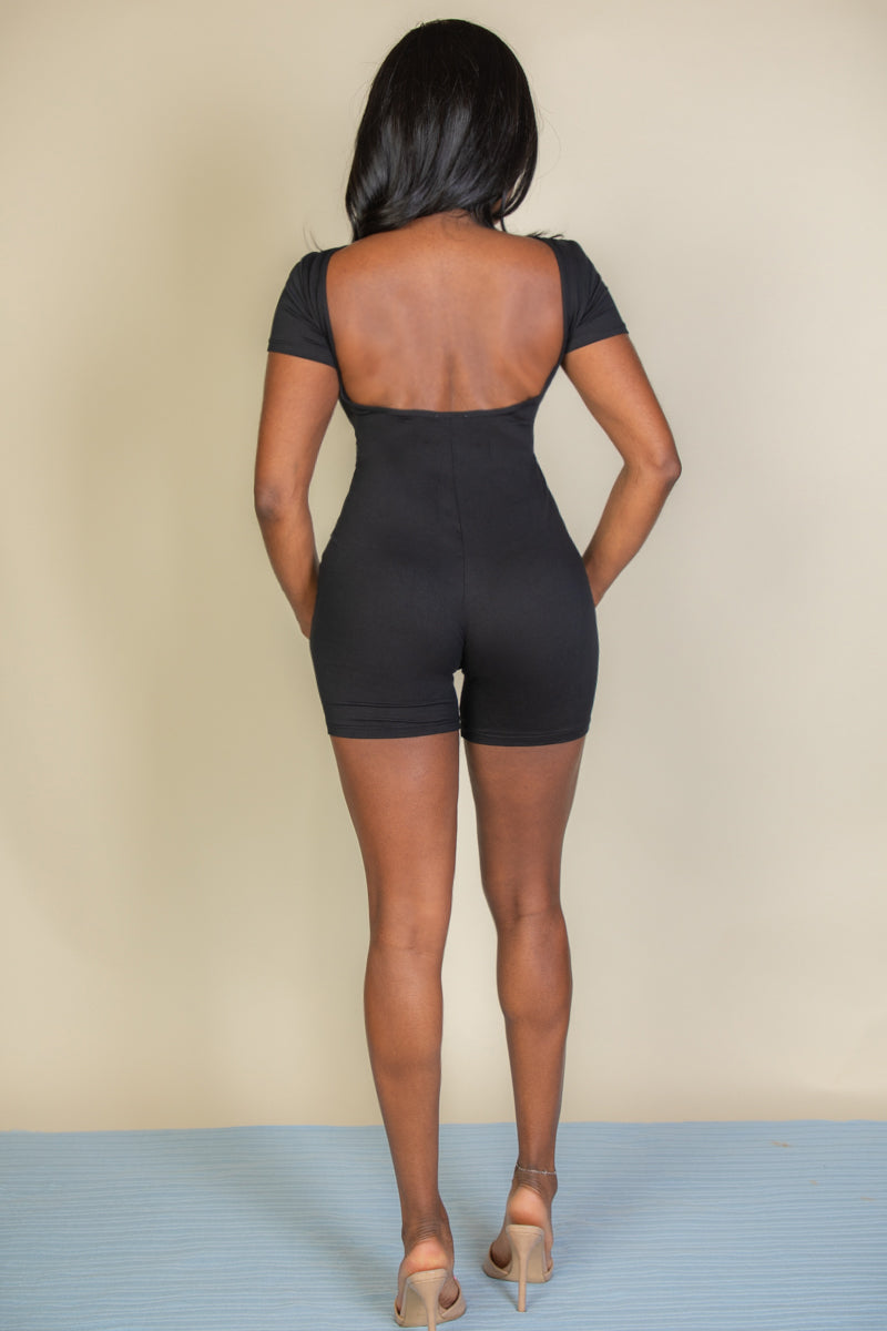 Open Back Short Sleeve Romper