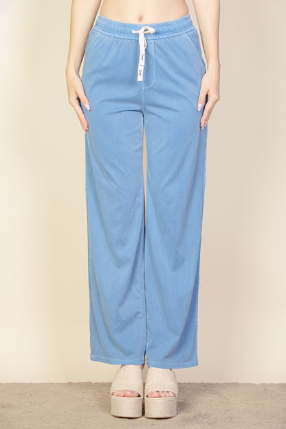 Knit Twill Drawstring Side Pocket Pants - Capella Apparel