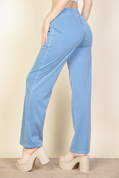 Knit Twill Drawstring Side Pocket Pants - Capella Apparel