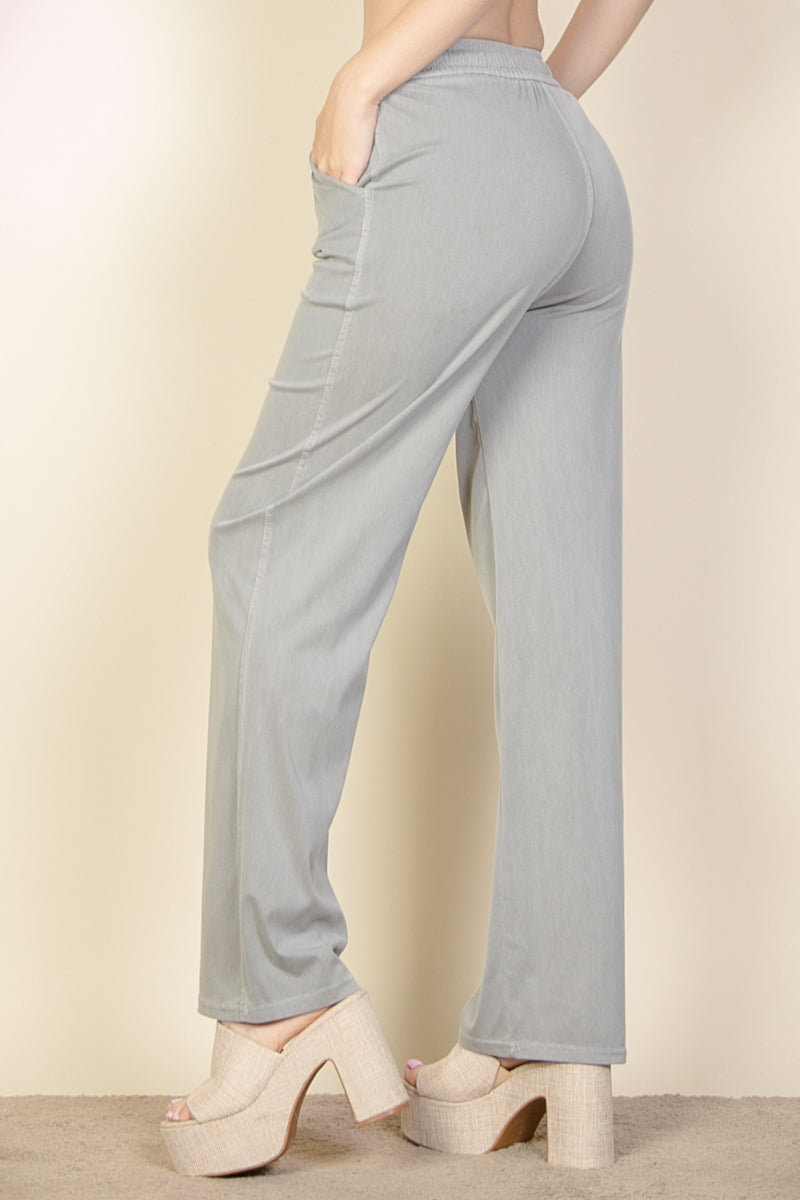 Knit Twill Drawstring Side Pocket Pants - Capella Apparel