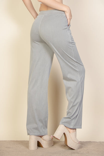 Knit Twill Drawstring Side Pocket Pants - Capella Apparel