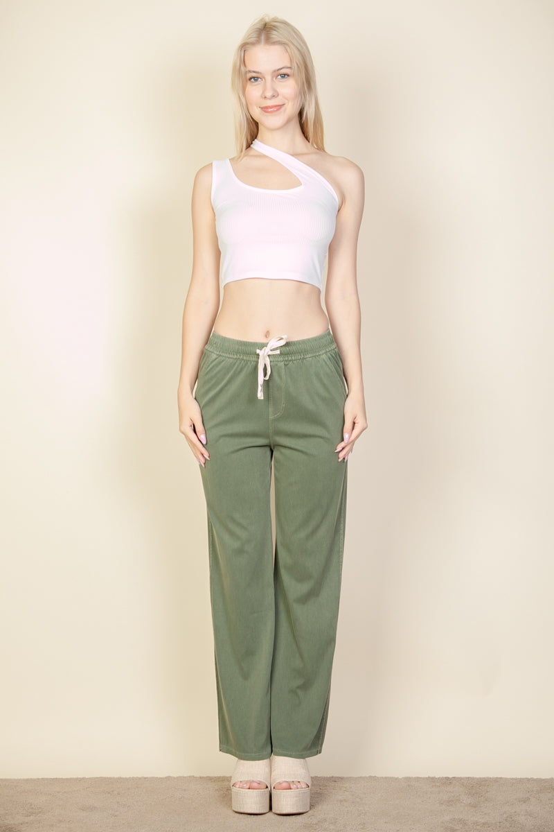 Knit Twill Drawstring Side Pocket Pants - Capella Apparel