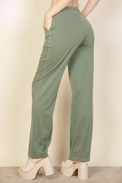 Knit Twill Drawstring Side Pocket Pants - Capella Apparel