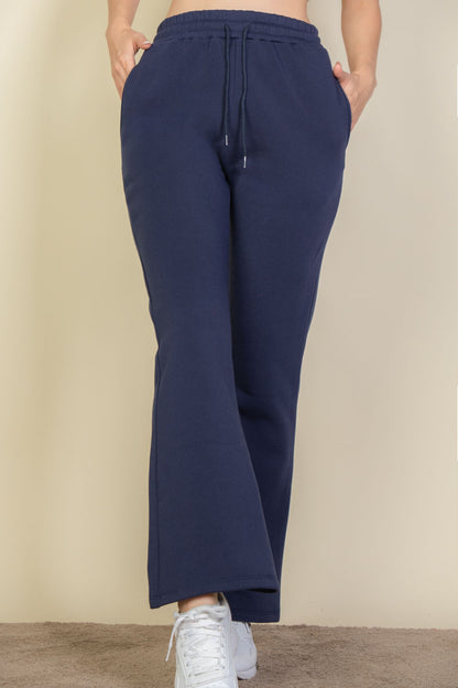 Drawstring Waist Slant Pocket Sweatpants - Capella Apparel