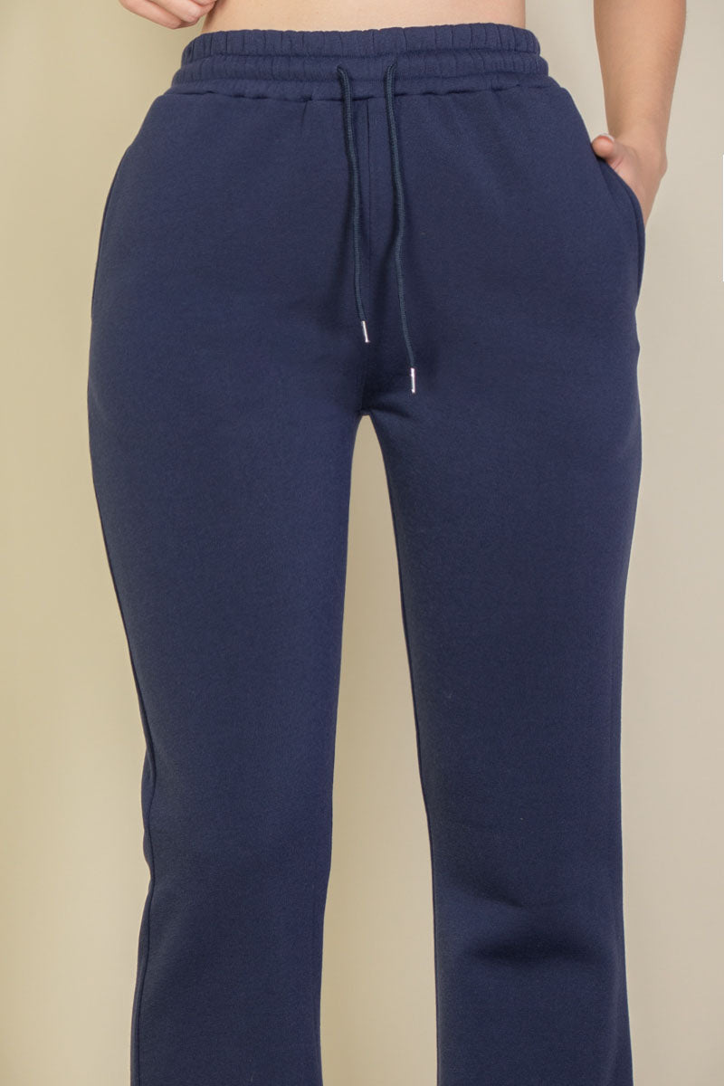 Drawstring Waist Slant Pocket Sweatpants - Capella Apparel