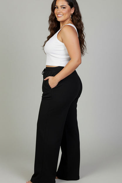 Plus Size Drawstring Waist Slant Pocket Sweatpants