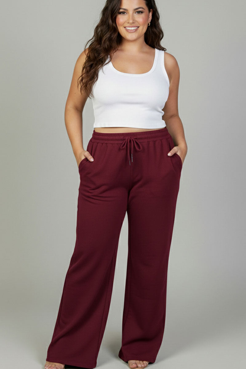 Plus Size Drawstring Waist Slant Pocket Sweatpants