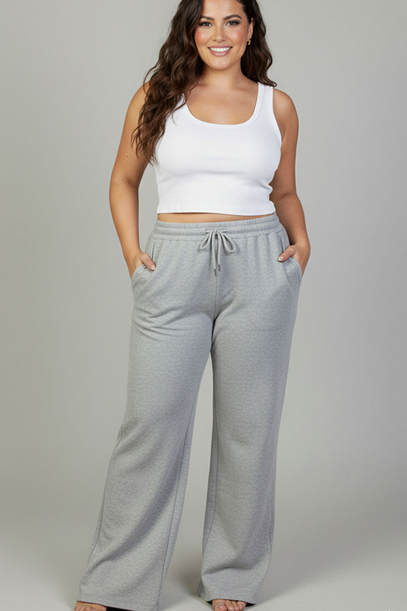 Plus Size Drawstring Waist Slant Pocket Sweatpants