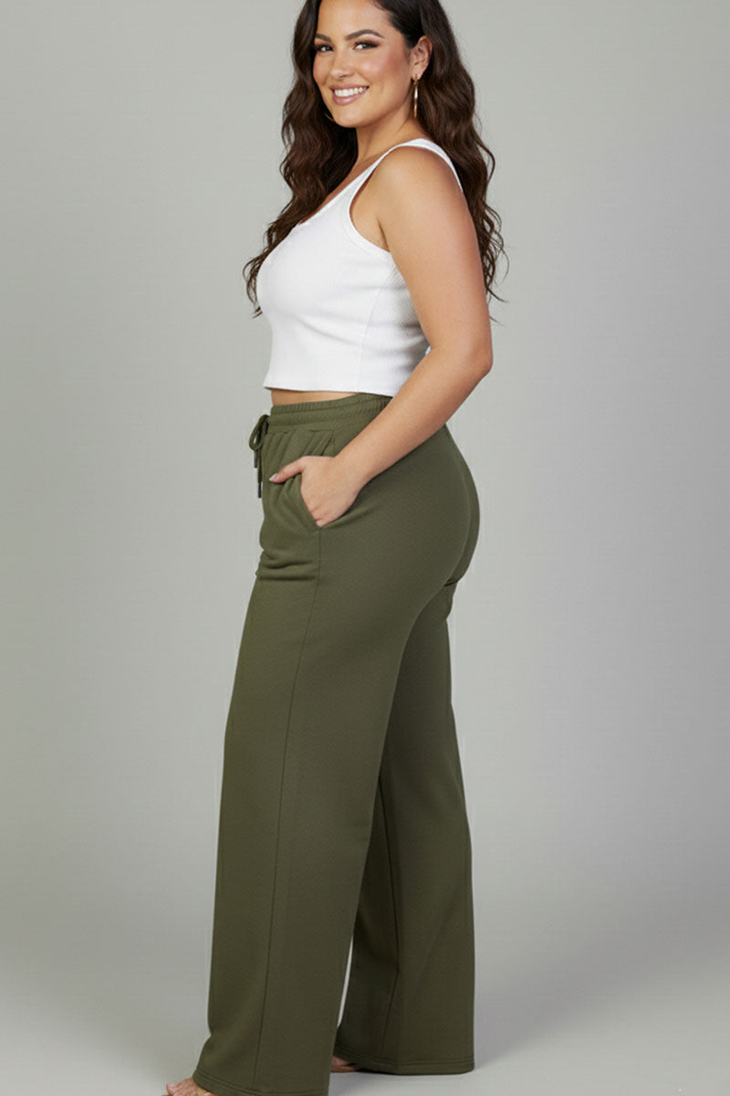 Plus Size Drawstring Waist Slant Pocket Sweatpants