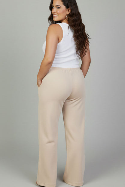 Plus Size Drawstring Waist Slant Pocket Sweatpants