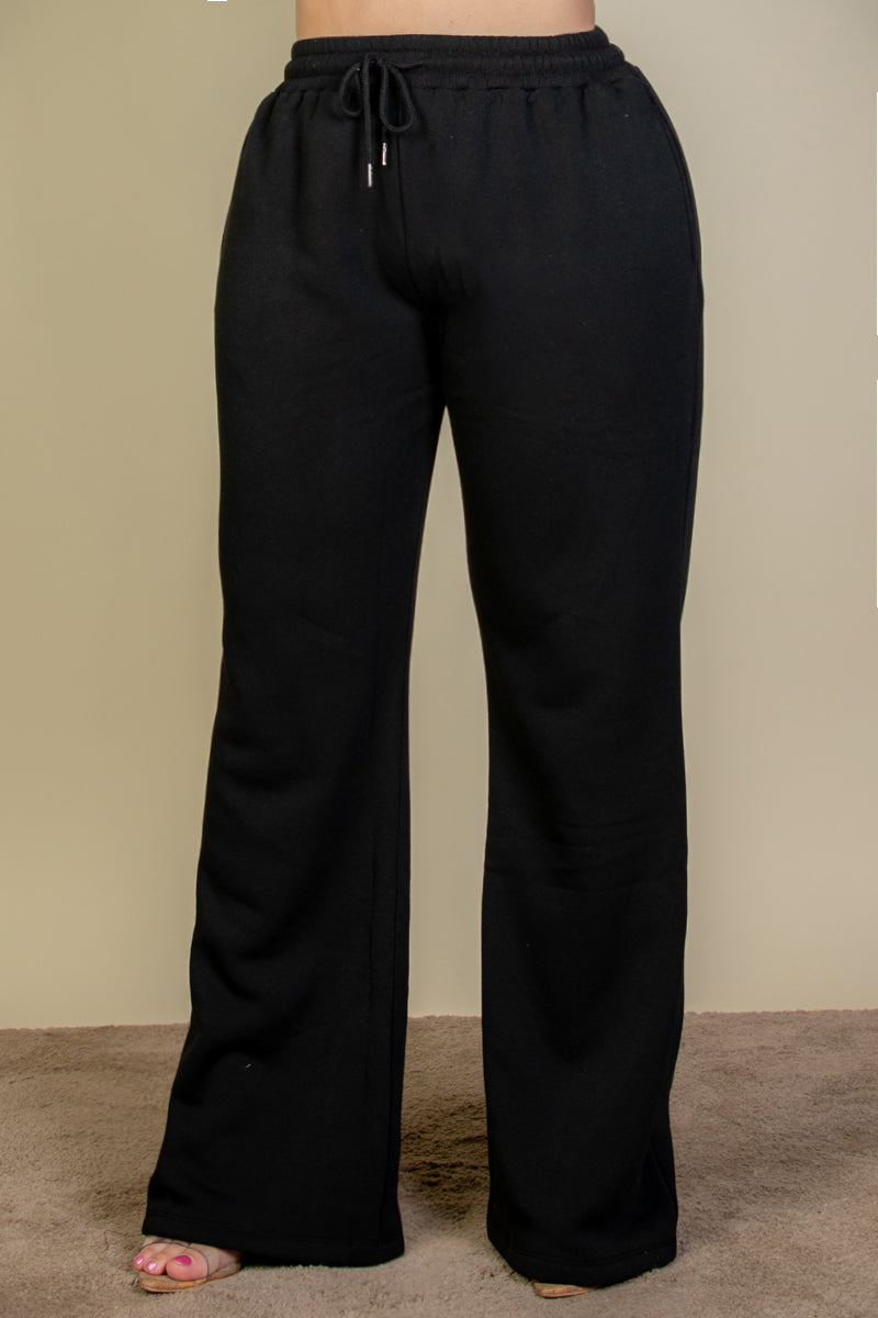 Plus Size Drawstring Waist Slant Pocket Sweatpants - Capella Apparel