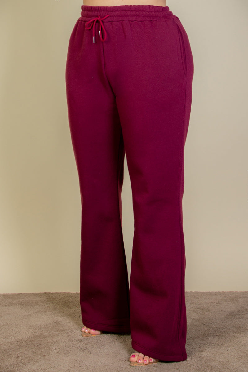 Plus Size Drawstring Waist Slant Pocket Sweatpants - Capella Apparel