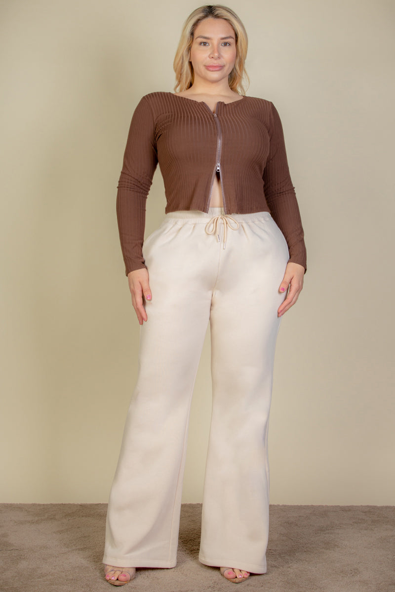 Plus Size Drawstring Waist Slant Pocket Sweatpants - Capella Apparel