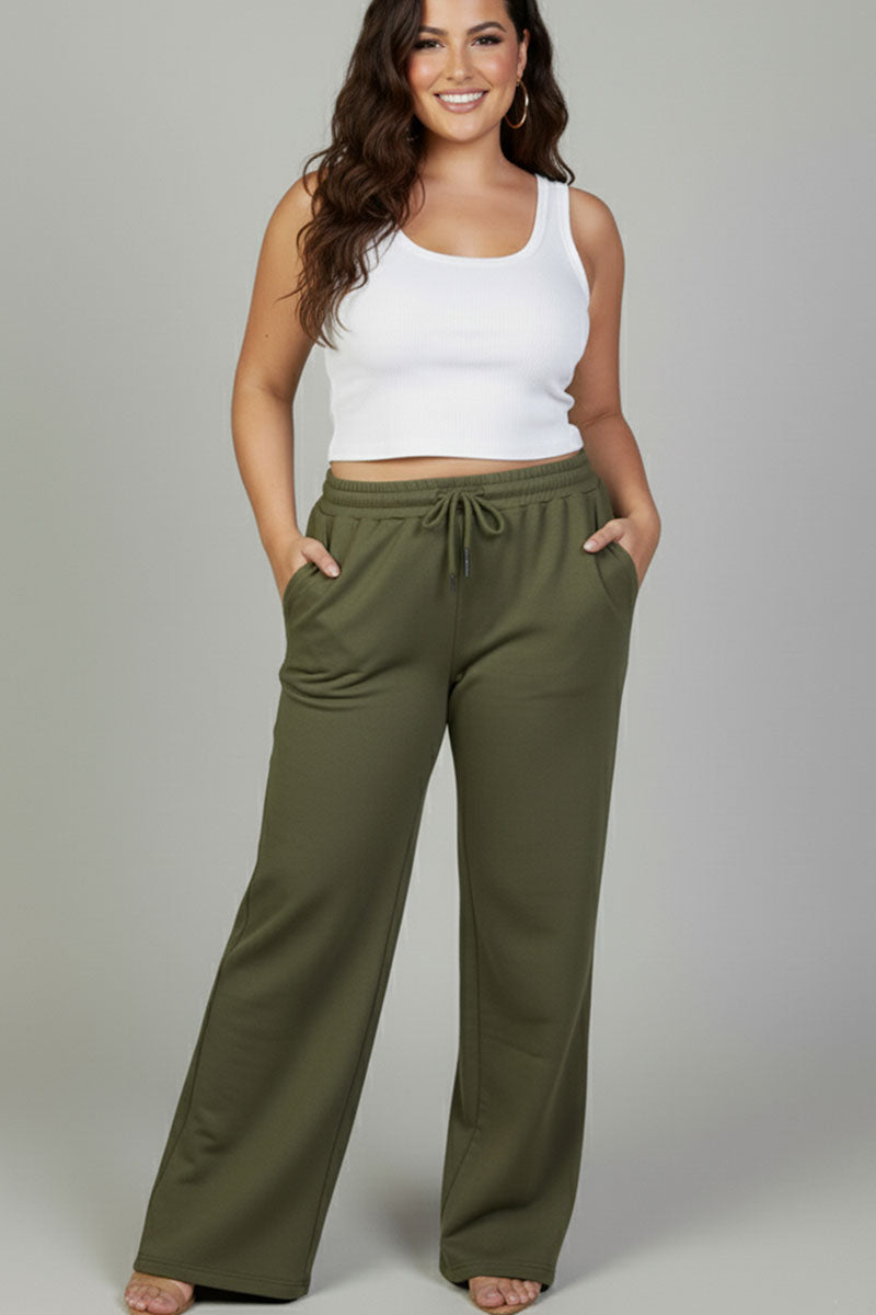 Plus Size Drawstring Waist Slant Pocket Sweatpants