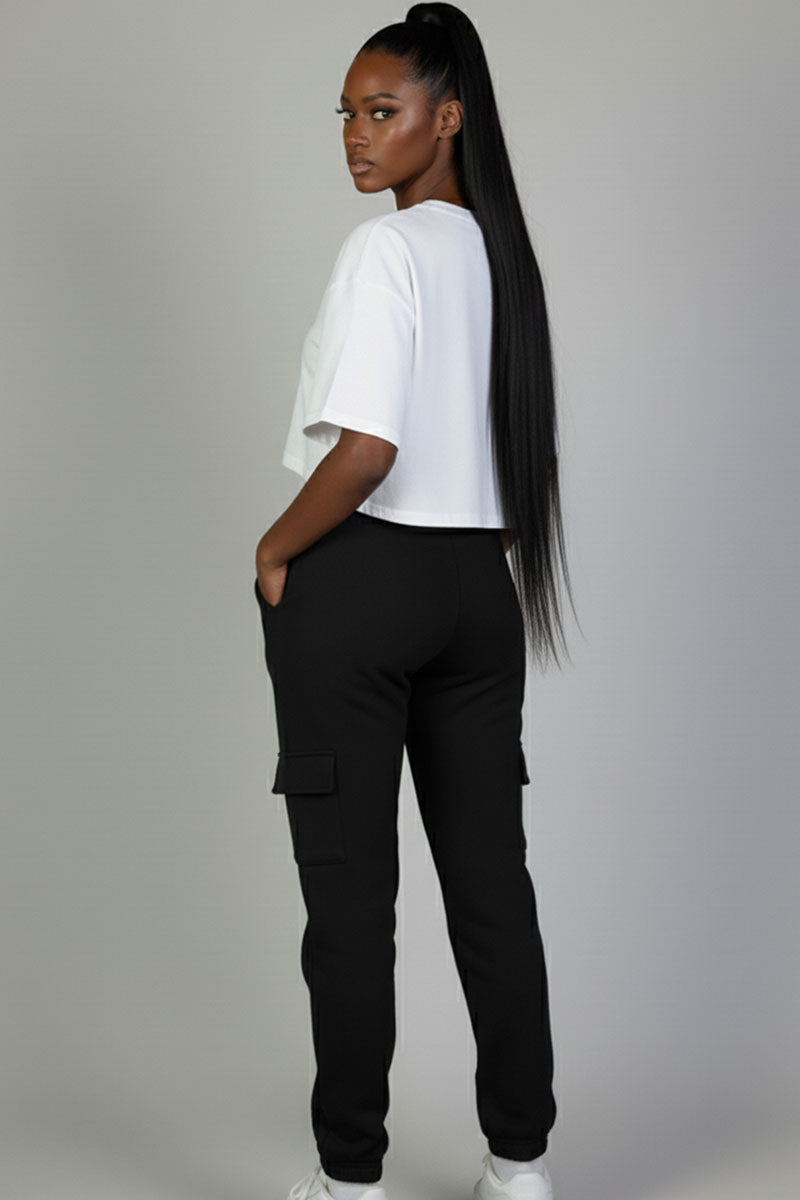 Side Pocket Drawstring Waist Sweatpants