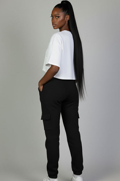 Side Pocket Drawstring Waist Sweatpants
