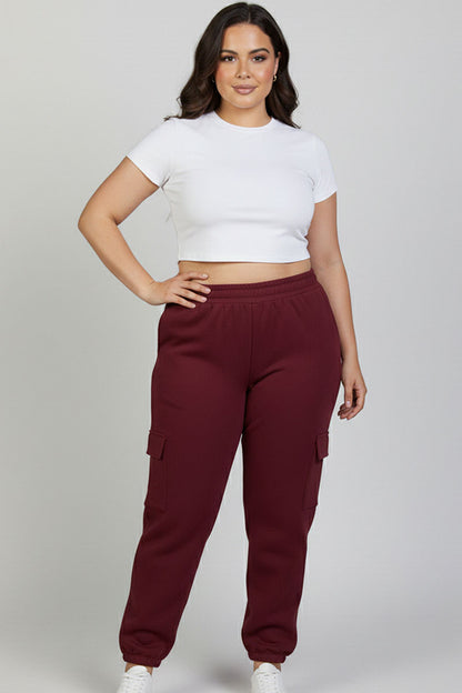 Plus Size Side Pocket Drawstring Waist Sweatpants