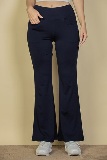 High Waisted Front Pocket Flare Pants - Capella Apparel