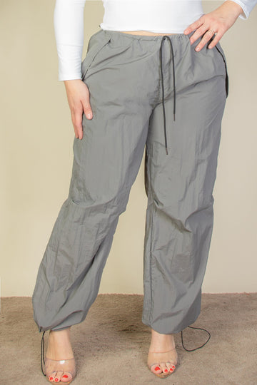 Plus Size Drawstring Waist Parachute Pants (CAPELLA) - Capella Apparel