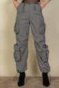 Flap Pockets Drawstring Ruched Parachute Pants - Capella Apparel