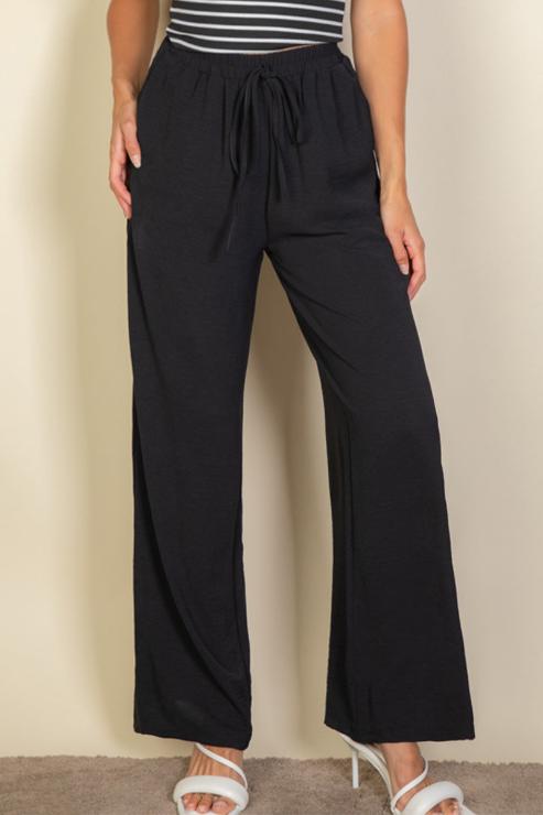 Drawstring waist wide leg minimalist pants (CAPELLA)