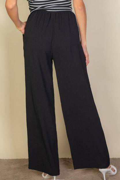 Drawstring waist wide leg minimalist pants