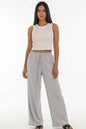 Drawstring waist wide leg minimalist pants