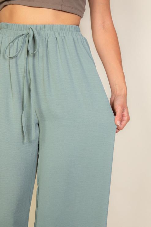 Drawstring waist wide leg minimalist pants (CAPELLA)