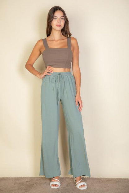 Drawstring waist wide leg minimalist pants (CAPELLA)