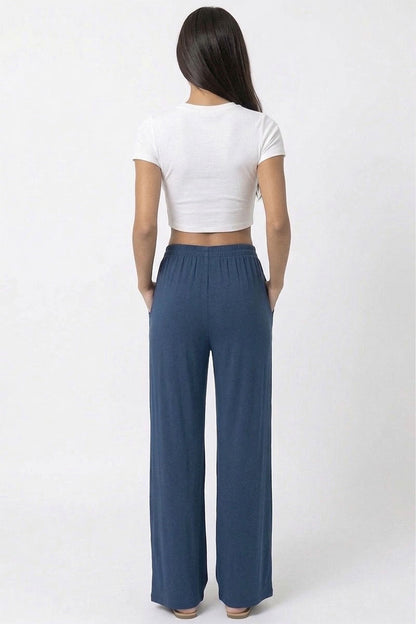 Drawstring waist wide leg minimalist pants