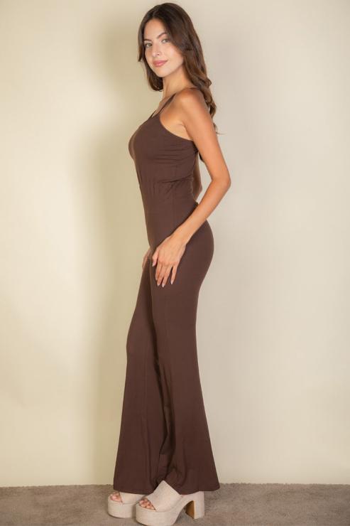 Solid Sleeveless Wide Leg Jumpsuit