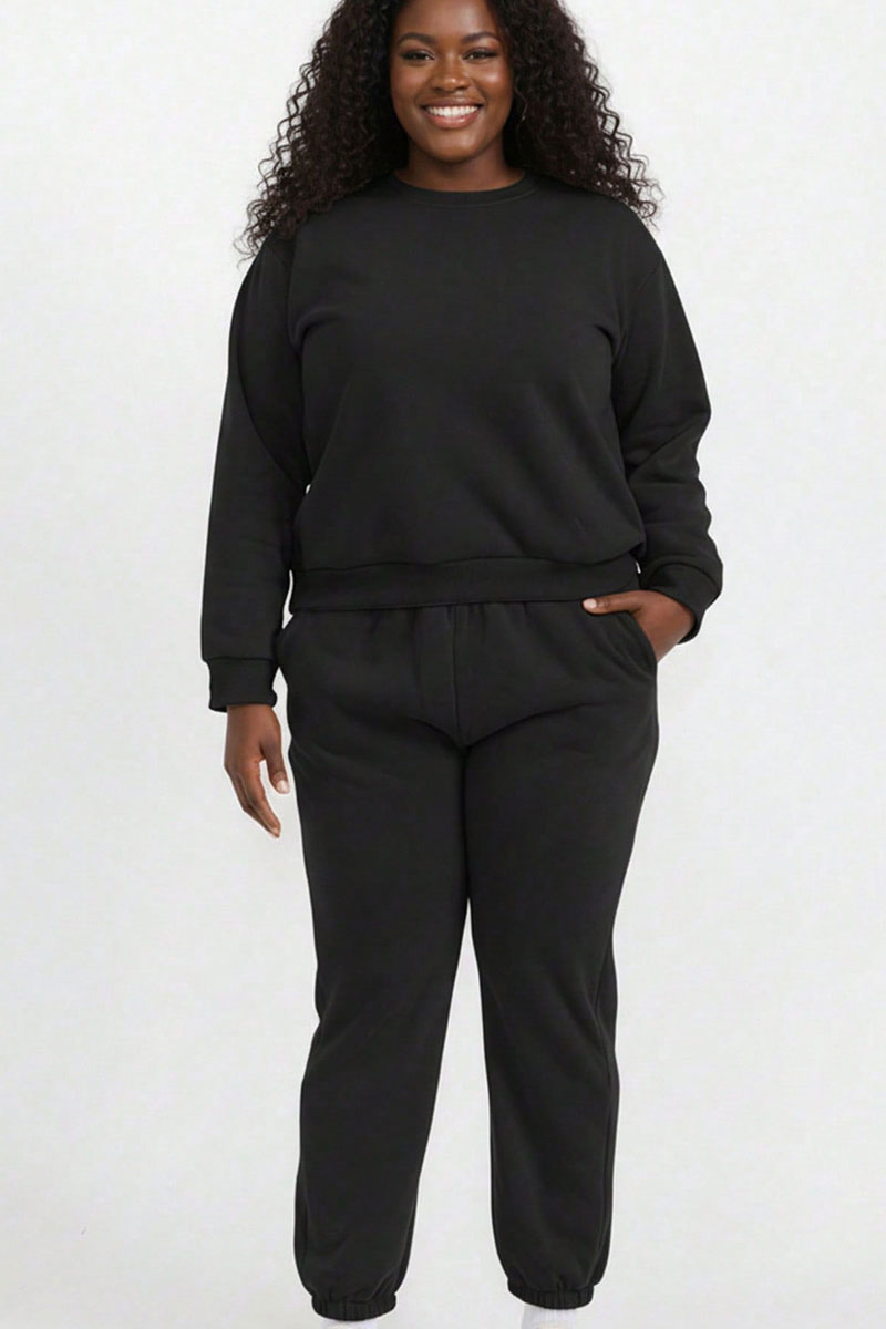 Plus Size Poly Fleece Elastic Waist Joggers