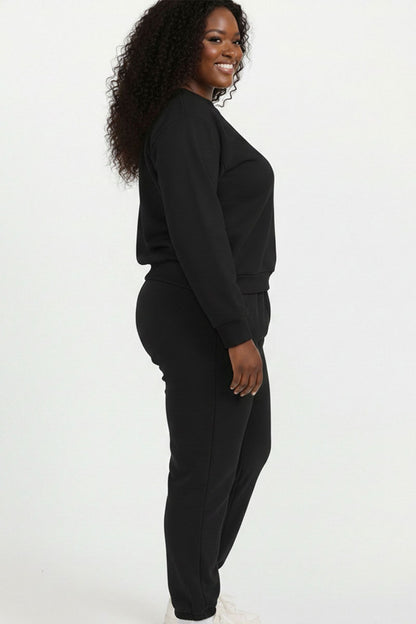 Plus Size Poly Fleece Elastic Waist Joggers