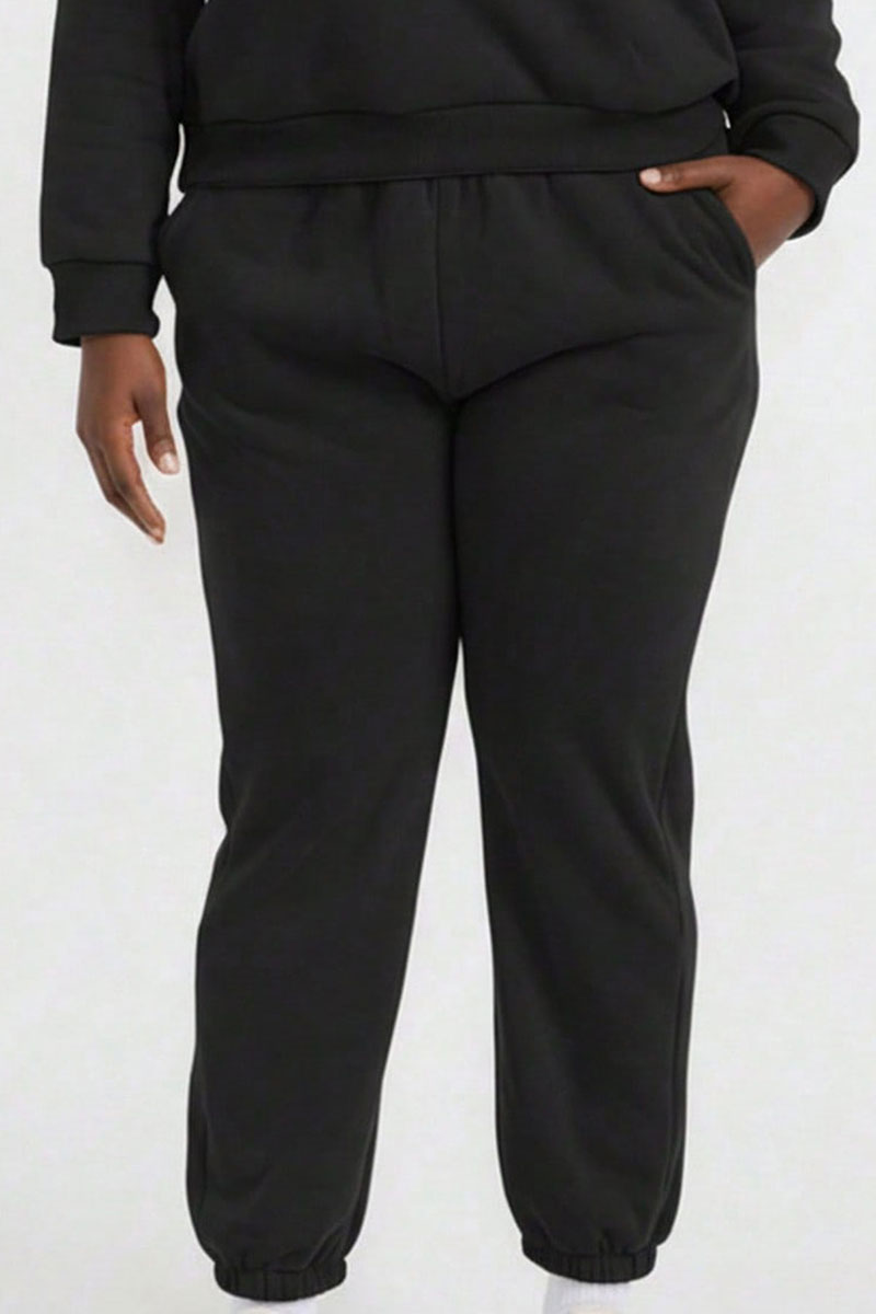 Plus Size Poly Fleece Elastic Waist Joggers