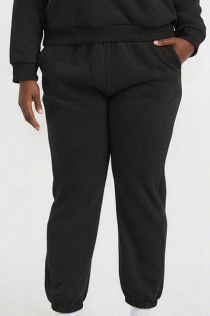 Plus Size Poly Fleece Elastic Waist Joggers