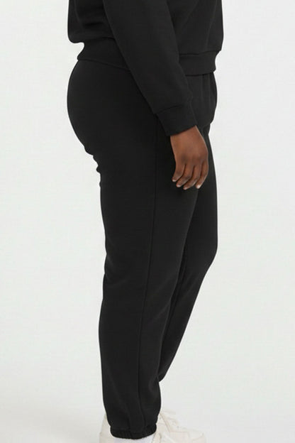 Plus Size Poly Fleece Elastic Waist Joggers