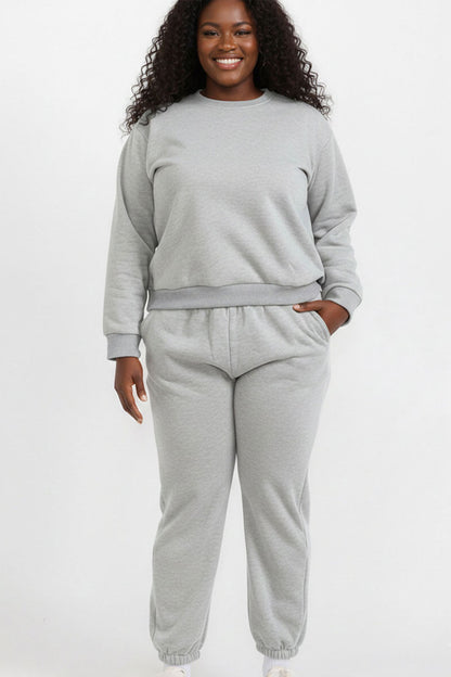 Plus Size Poly Fleece Elastic Waist Joggers