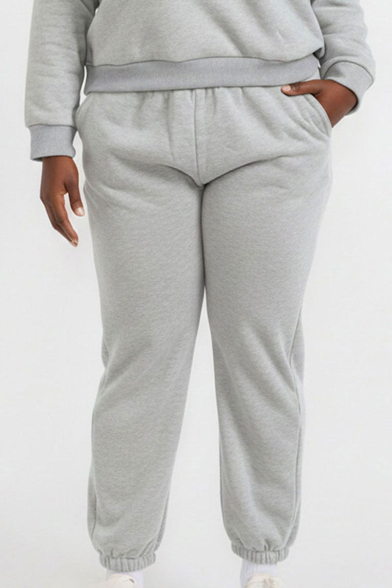 Plus Size Poly Fleece Elastic Waist Joggers