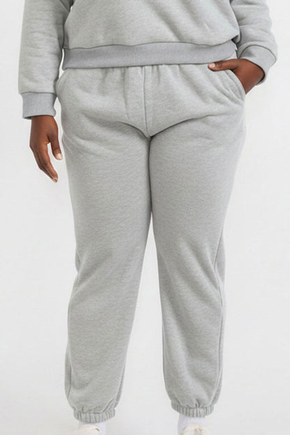 Plus Size Poly Fleece Elastic Waist Joggers
