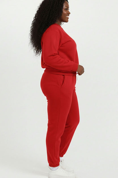 Plus Size Poly Fleece Elastic Waist Joggers