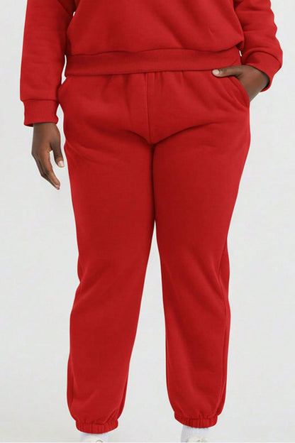 Plus Size Poly Fleece Elastic Waist Joggers