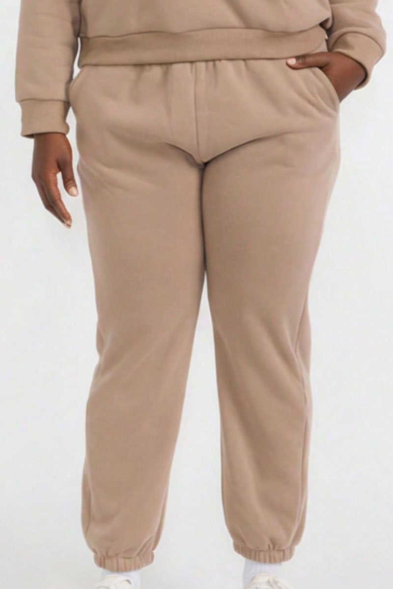 Plus Size Poly Fleece Elastic Waist Joggers
