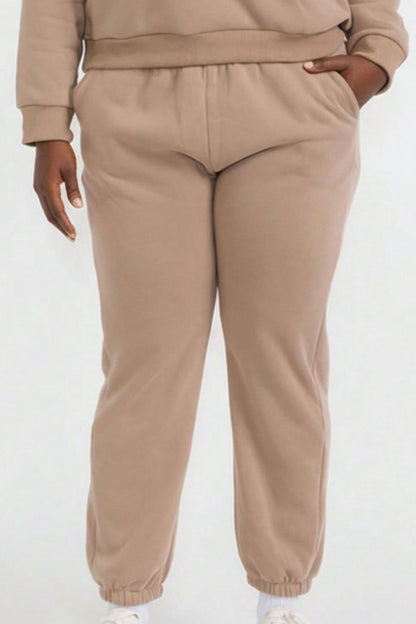Plus Size Poly Fleece Elastic Waist Joggers