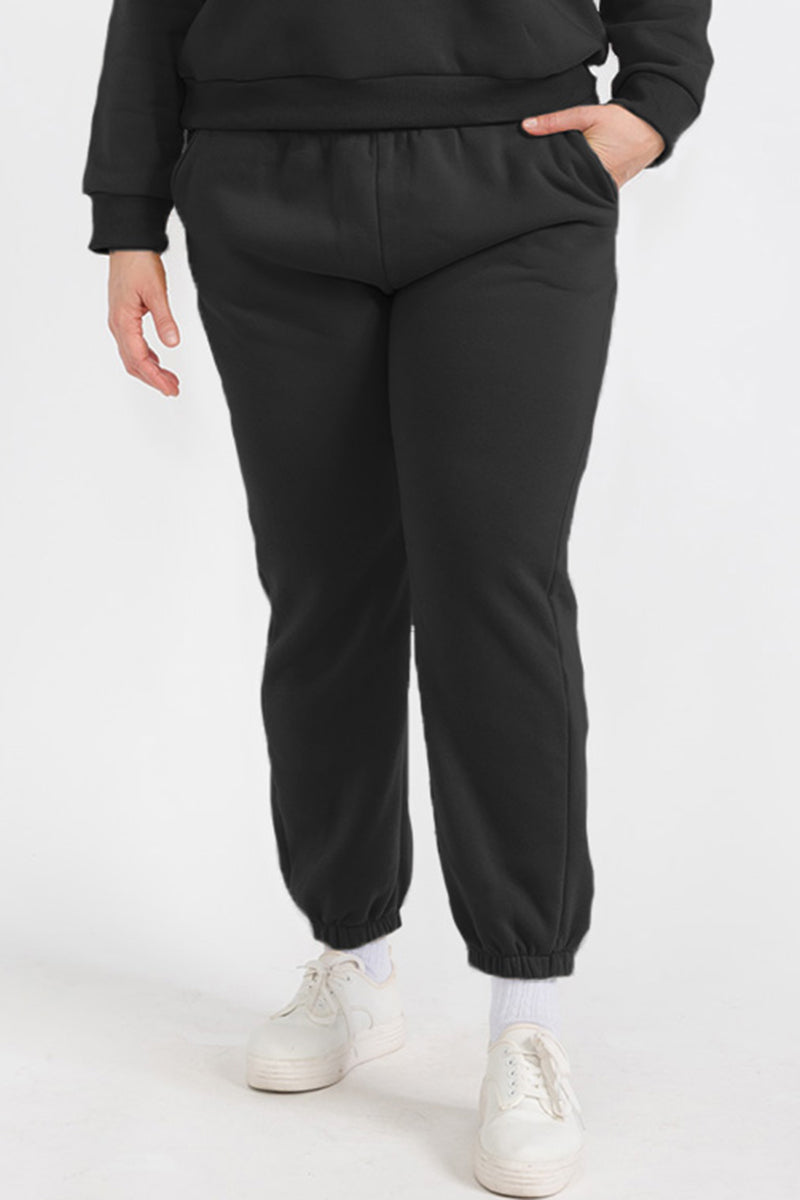 Plus Size Poly Fleece Elastic Waist Joggers