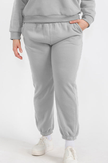 Plus Size Poly Fleece Elastic Waist Joggers