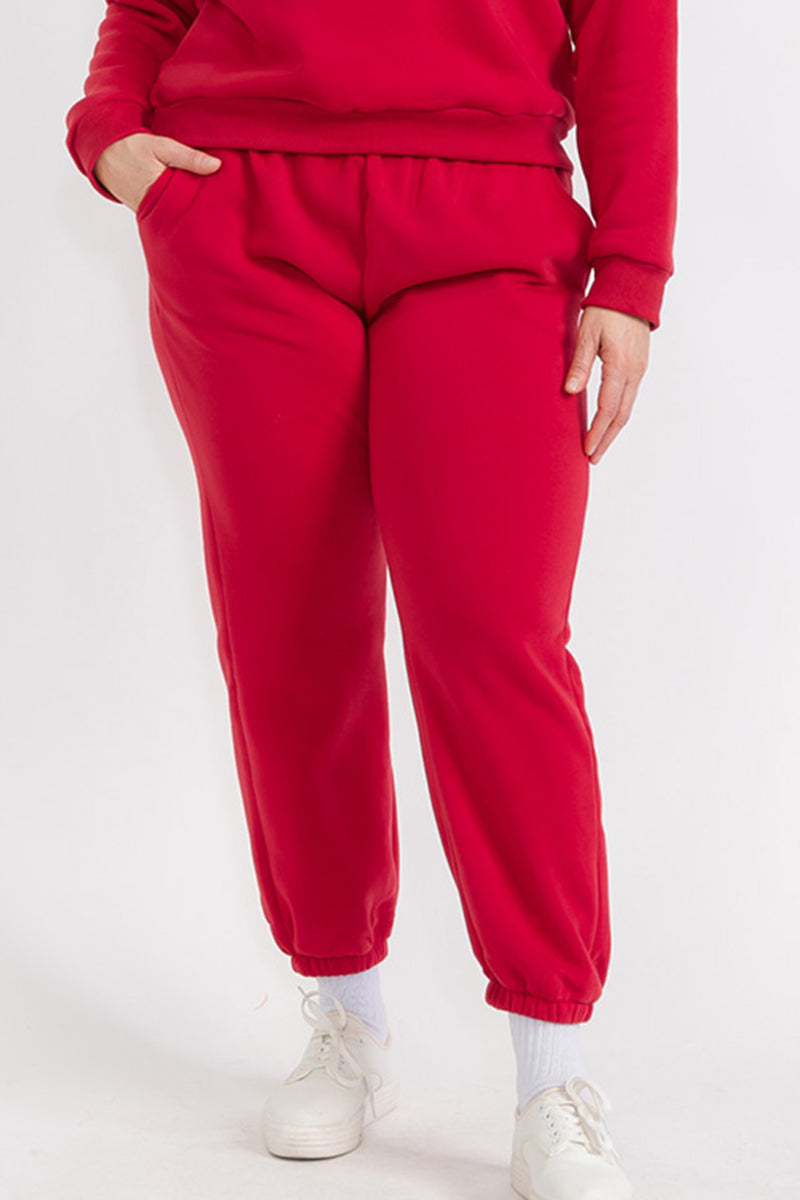 Plus Size Poly Fleece Elastic Waist Joggers