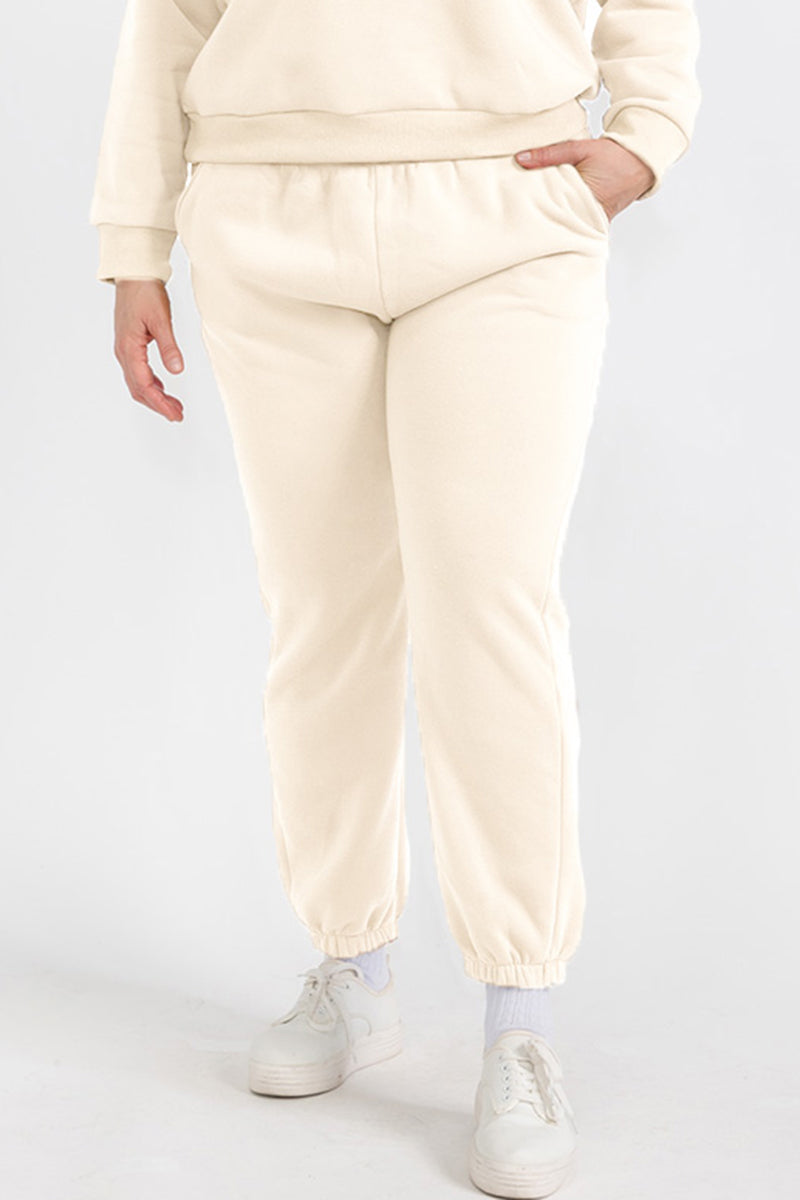 Plus Size Poly Fleece Elastic Waist Joggers